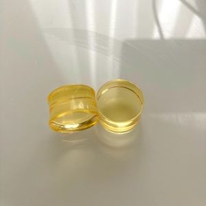 9/16 gauges(14mm) clear yellow acrylic flared